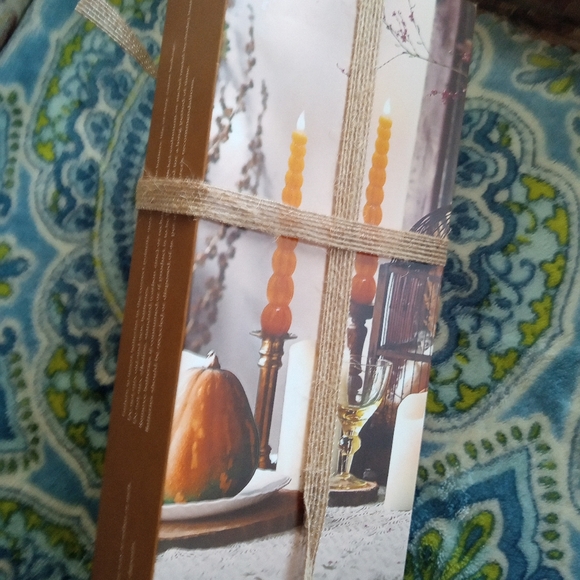 11' inch pumpkin wax tapper set of 2 in box. - Picture 9 of 9